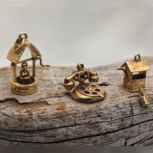 Set of 3 Vintage 14K Yellow Gold Charms